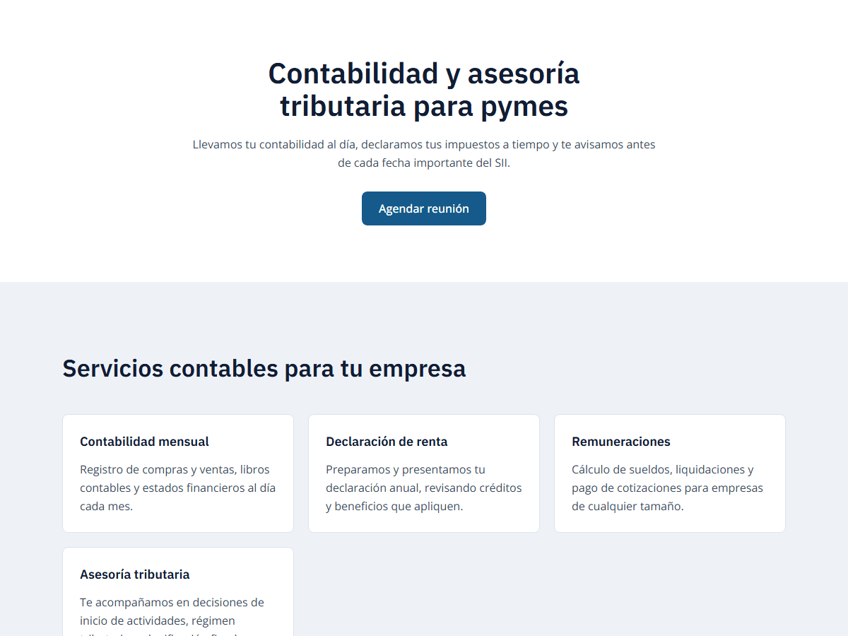 Ejemplo de página web para contabilidad y finanzas