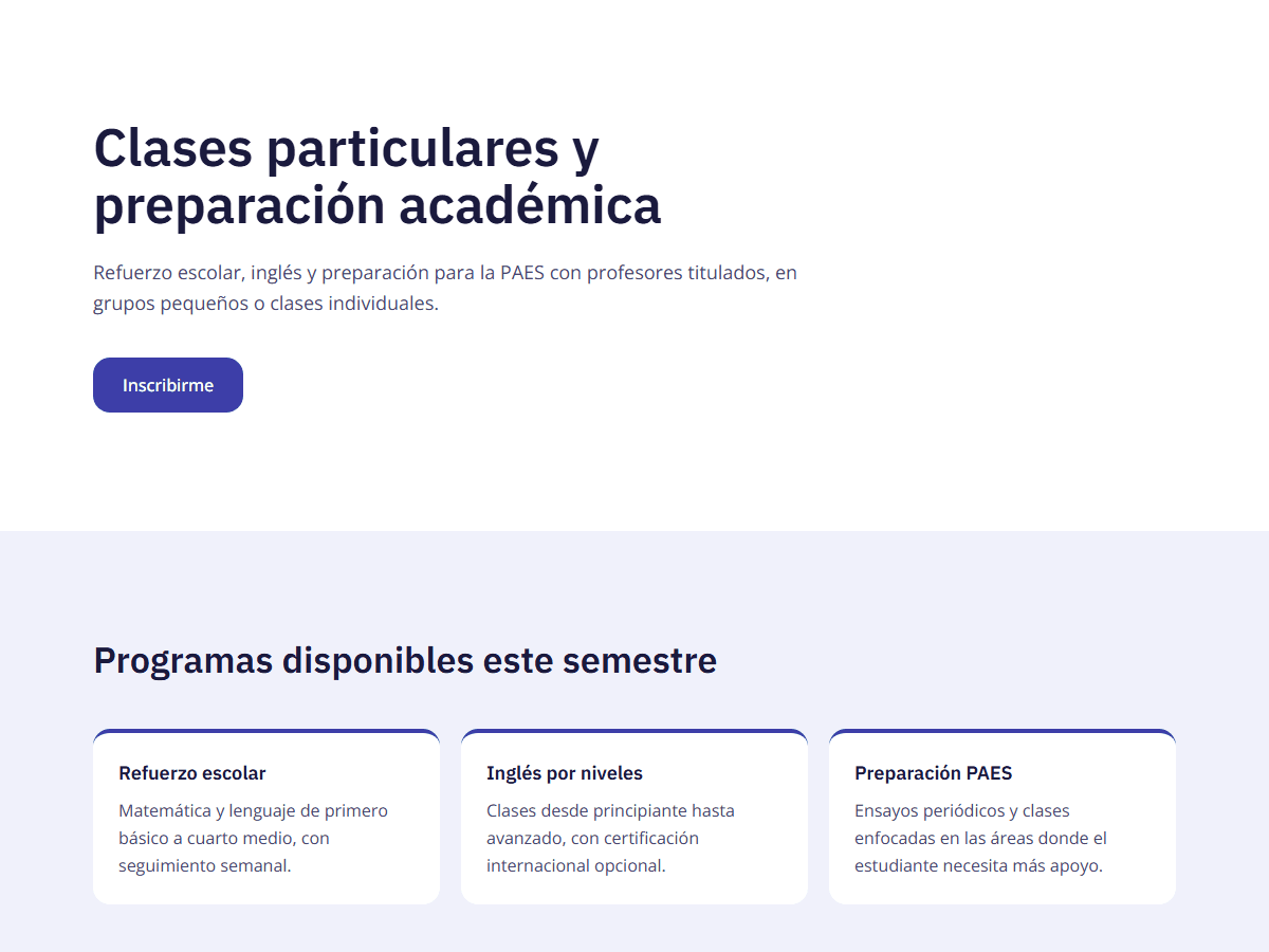Ejemplo de página web para educación y clases