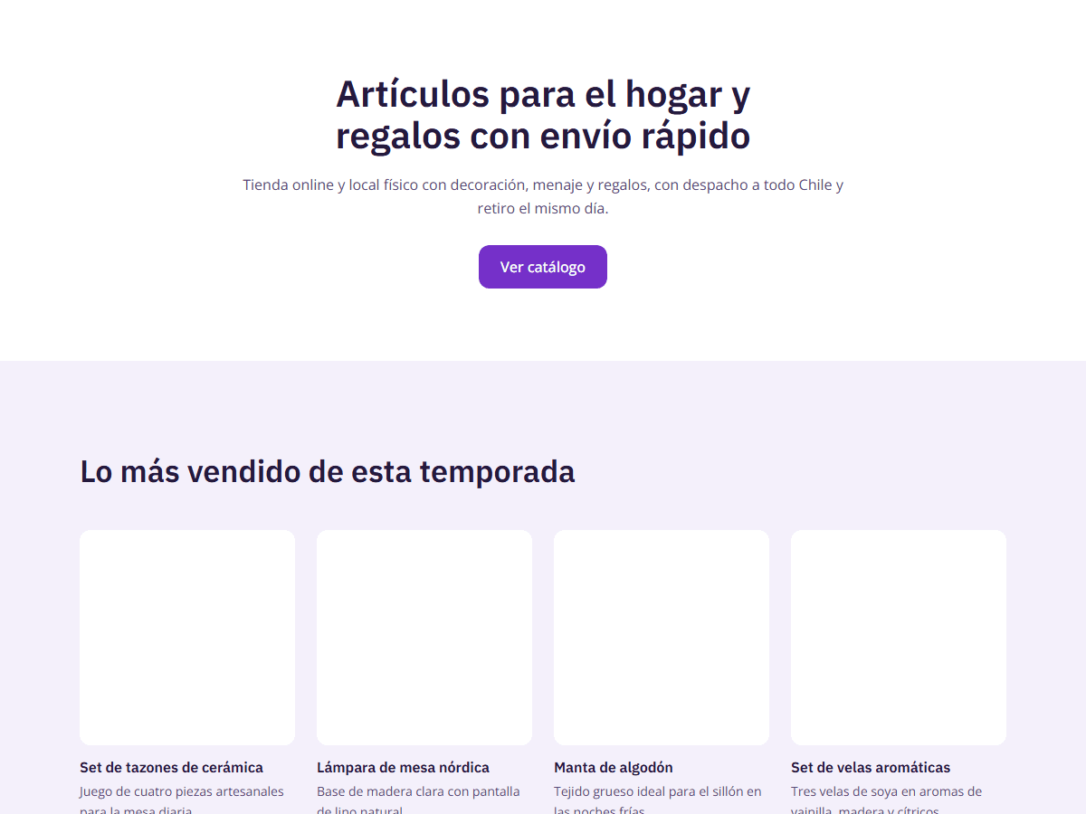 Ejemplo de página web para tiendas y retail